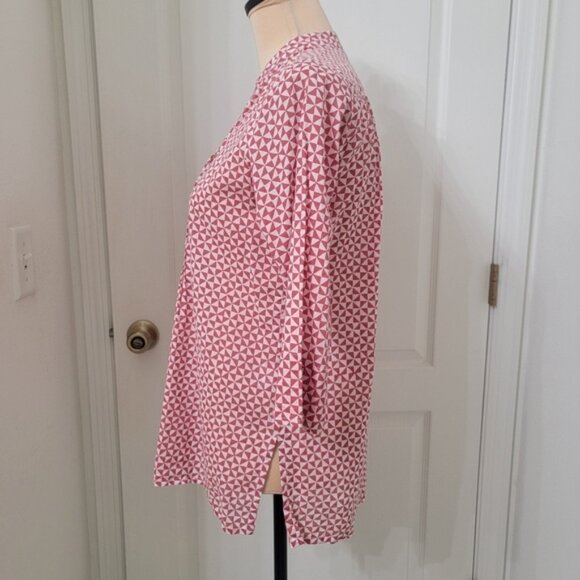 Roberta Roller Rabbit Size XS Brick Red & White Geometric Pattern Blouse - Picture 3 of 13